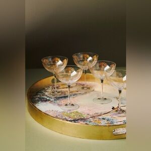 Anthropologie Alexandra Lacquered Tray Gold Pink NWT Large